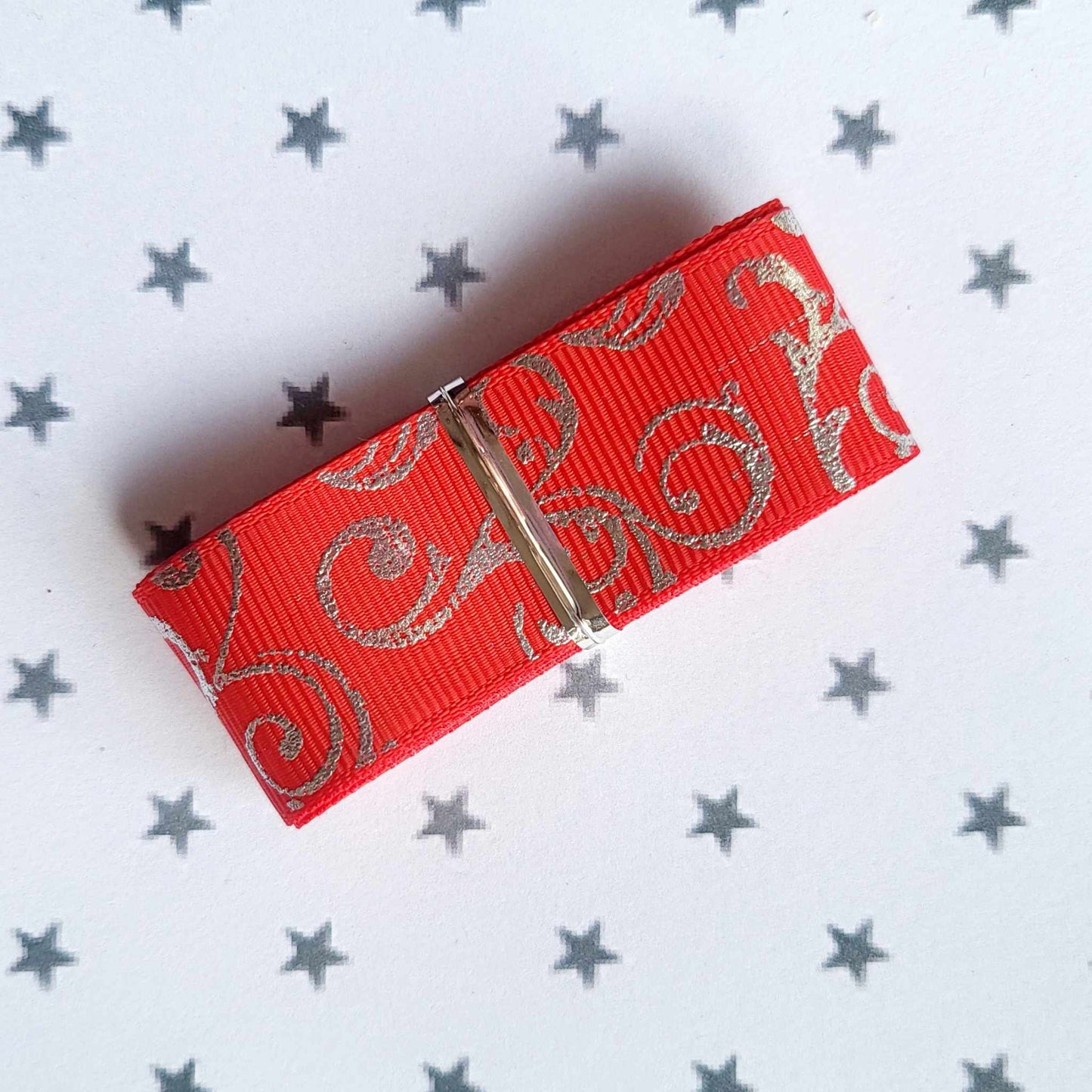 Red and Silver Swirl Grosgrain Ribbon for Hair Bows