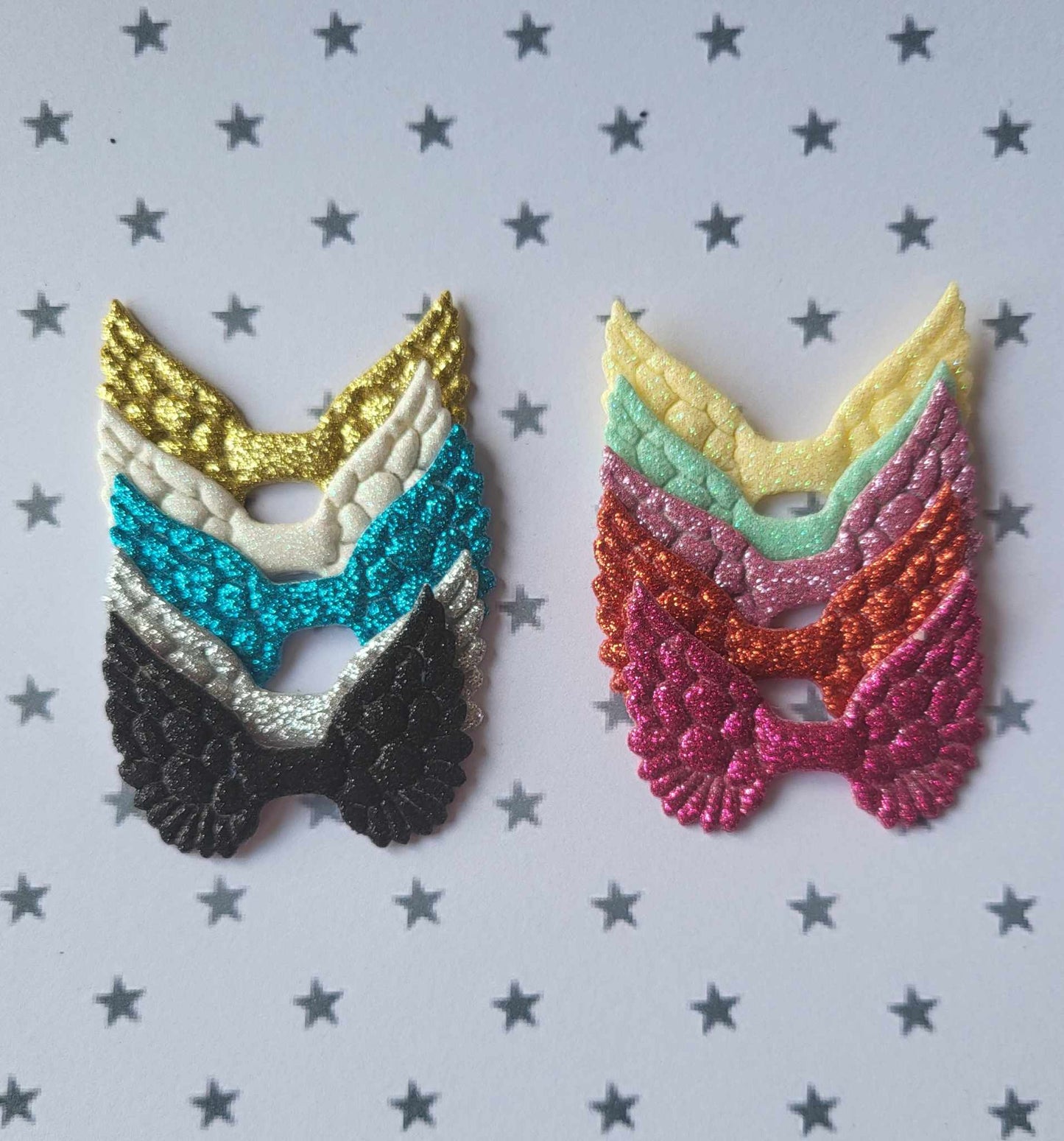 Glitter Angel Wing Appliques - Fabric Embellishments-  Alicia's Craft Supplies