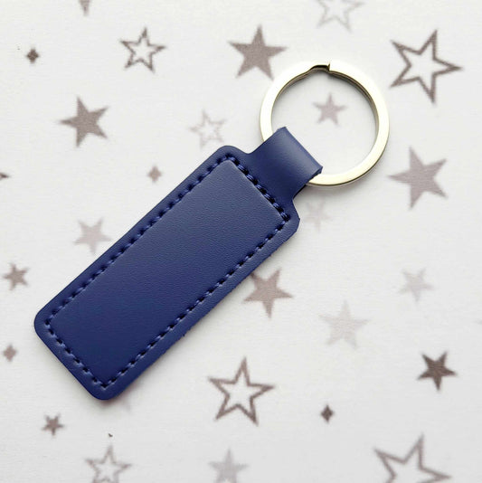 Blue Faux Leather Keyring Craft Blank