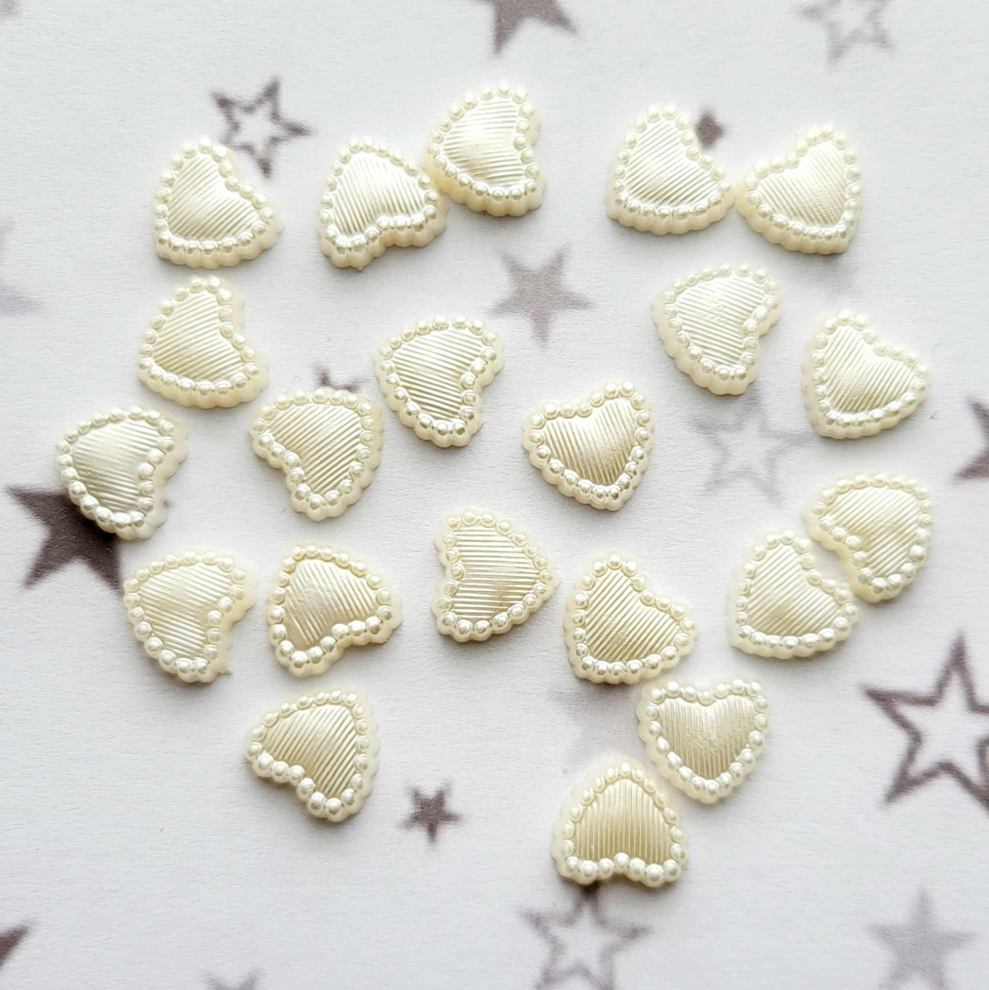 Ivory Acrylic Heart Embellishments - For Diy Wedding Invitations 10 mm - 20 pc Alicia's Craft Supplies