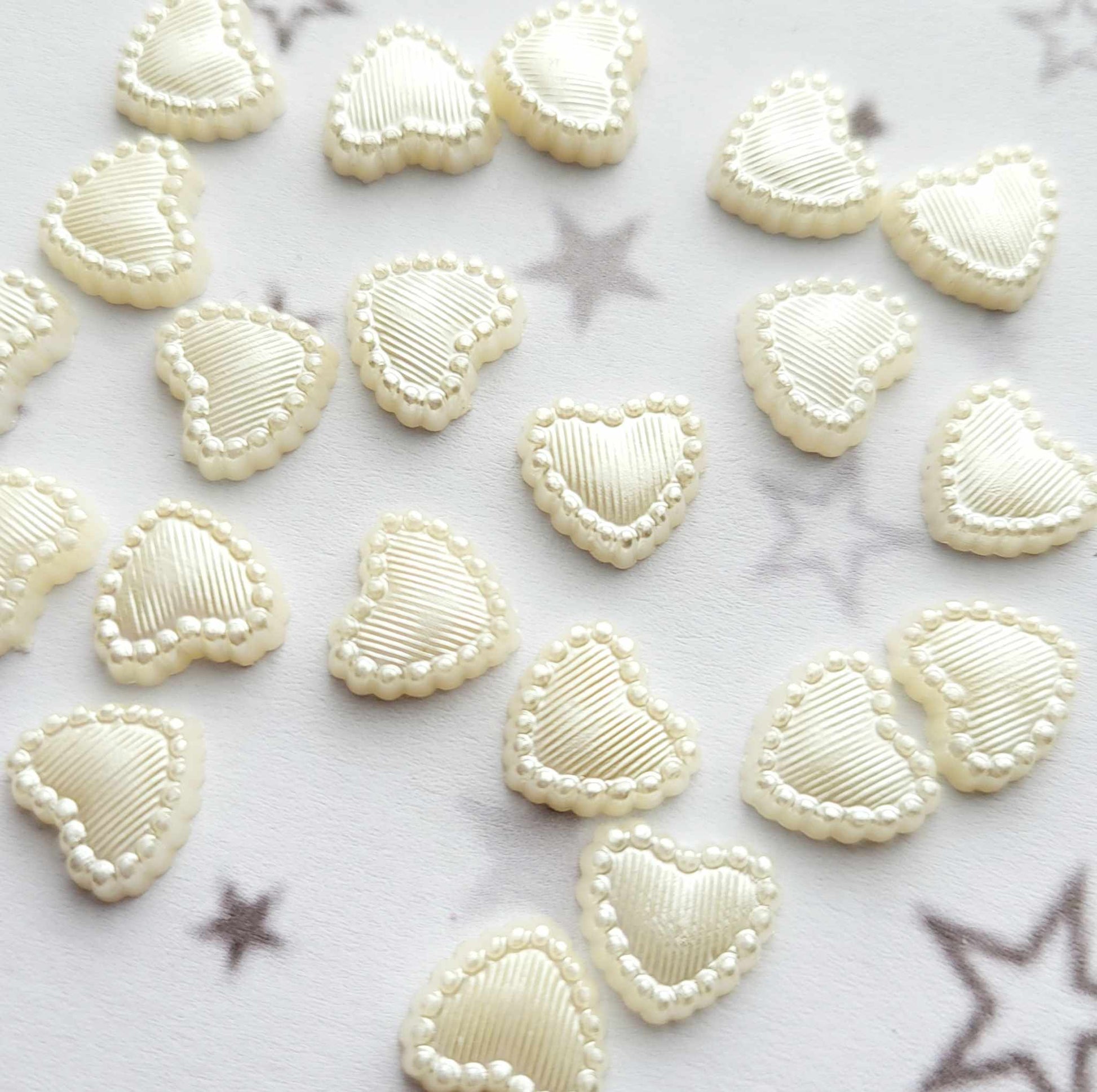 Ivory Acrylic Heart Embellishments - For Diy Wedding Invitations 10 mm - 20 pc Alicia's Craft Supplies