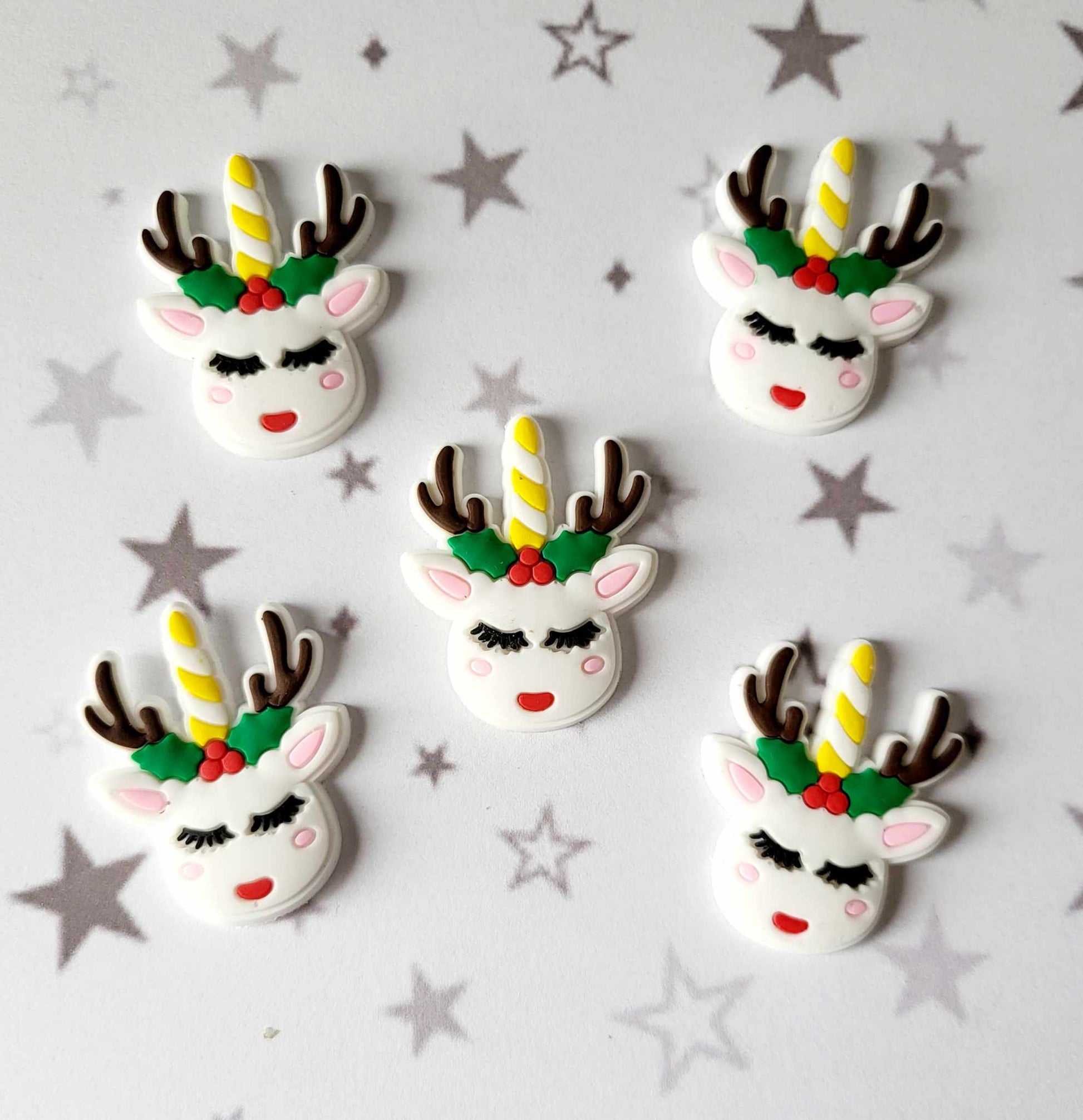 Unicorn Reindeer Rubber Flat back Embellishment - Alicia's Craft Supplies