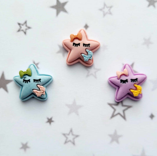 Girly Star Resin Cabochon - Card Making Flatback Embellishment Alicia's Craft Supplies